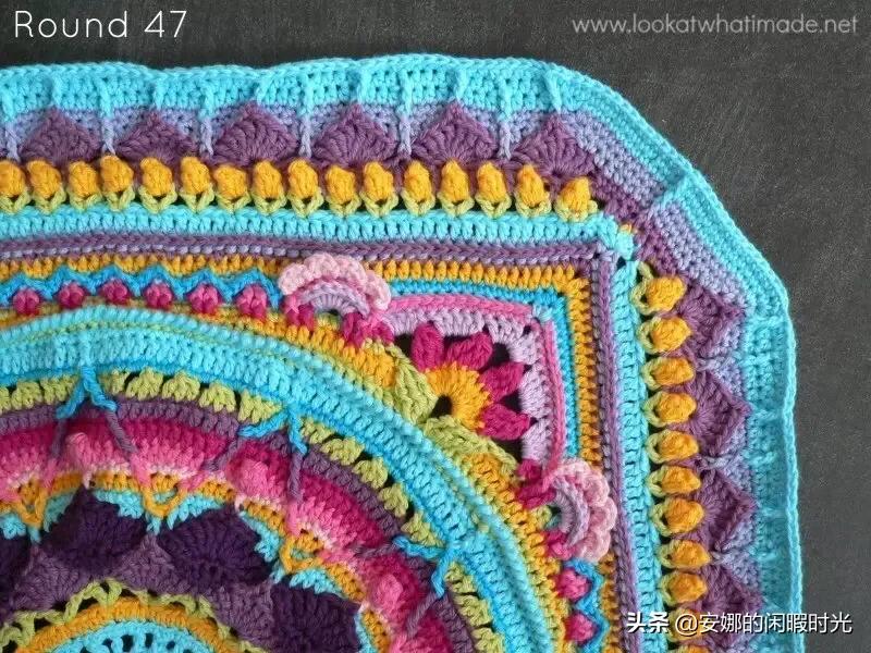 曼陀罗毯子编织教程,苏菲花园曼陀罗毯子钩法高清图解