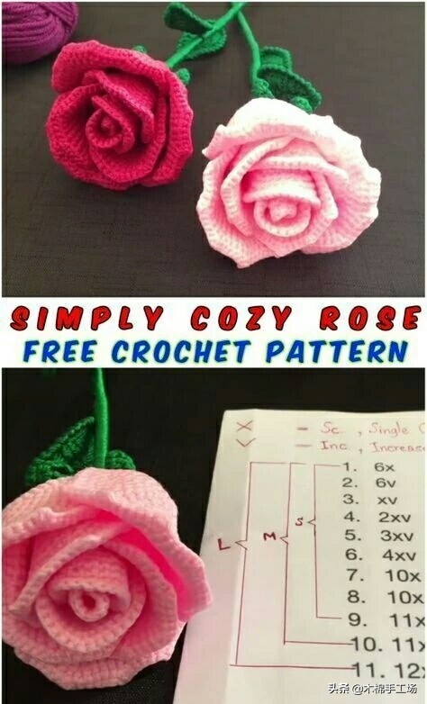 七种玫瑰花的钩编步骤,浪漫永不凋零的玫瑰花折纸