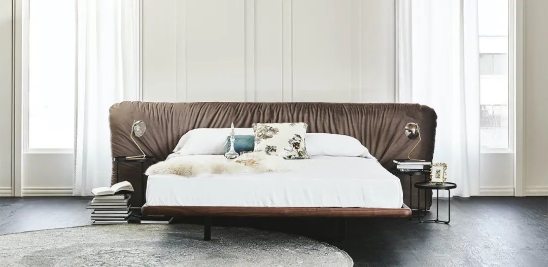 卧室床柜一体效果图,现代简约卧室家具全套