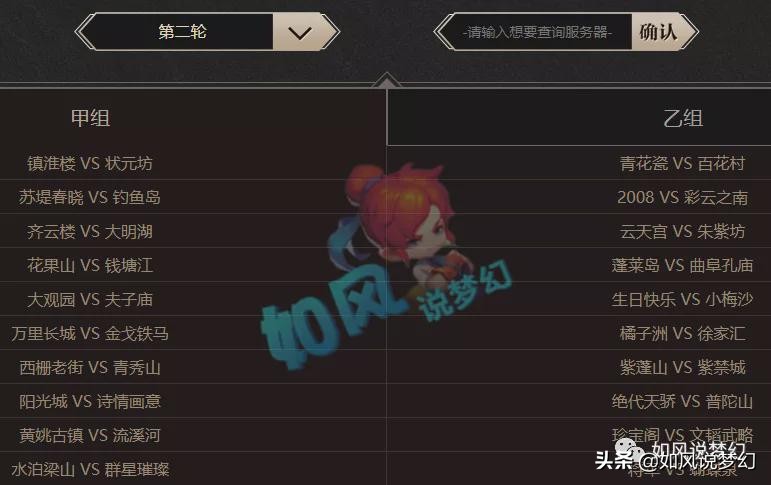 梦幻西游198联16强对战表,梦幻西游141联服战16强排名