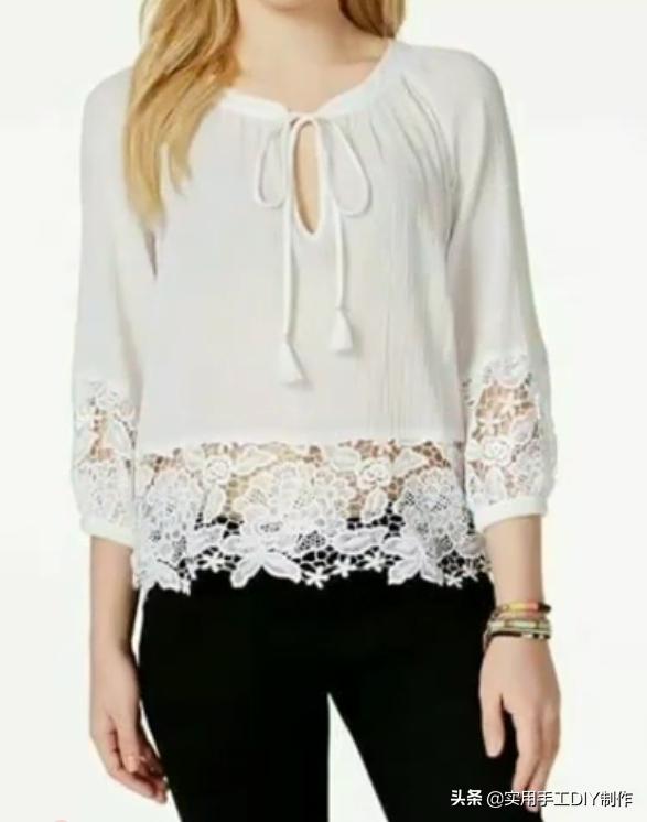 棉麻蕾丝边衬衫,布艺镂空衬衫