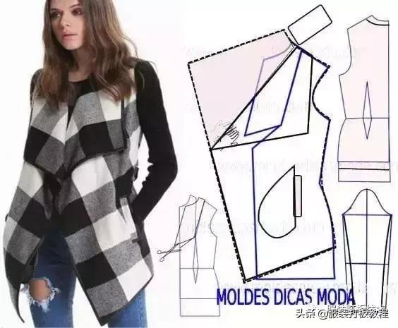 披肩连衣裙裁剪图纸教程,插肩袖浴袍风大衣裁剪