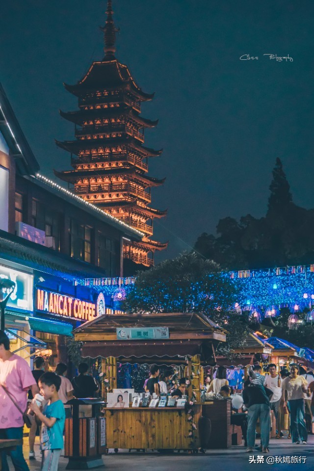 常熟塔路夜景,常熟方塔夜巷夜景