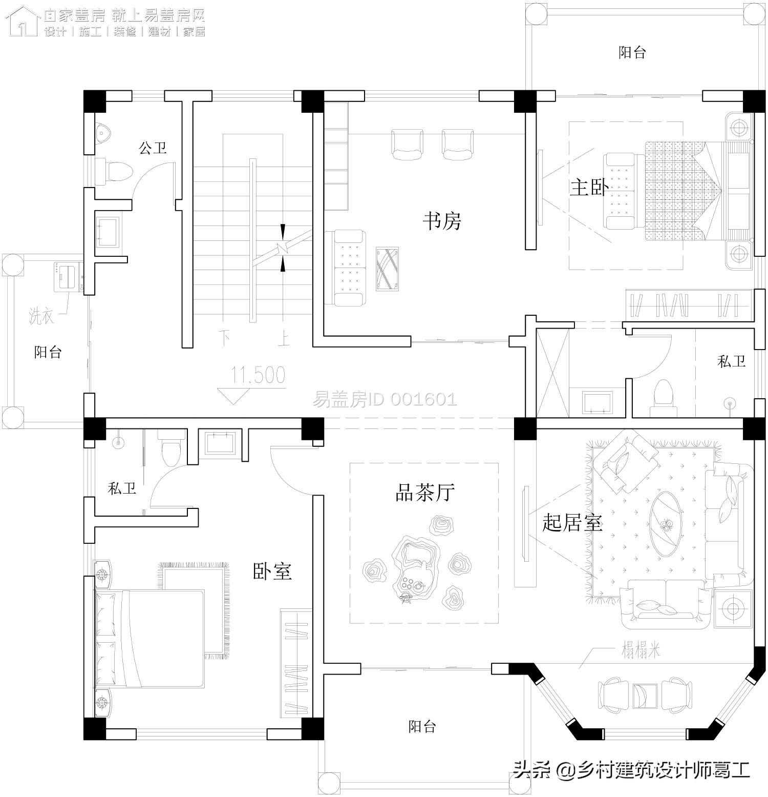 带堂屋神位独立厨房的二层半别墅,侧面独立厨房二层欧式别墅