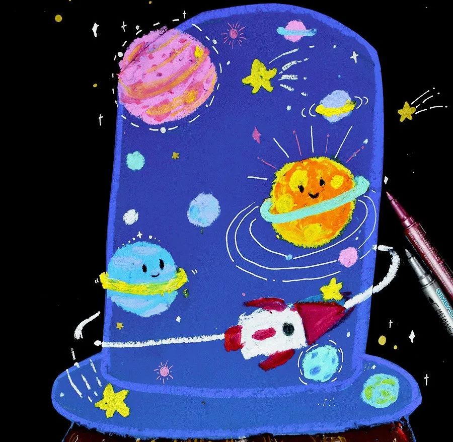 儿童创意画漂亮的帽子,方形帽子怎么画儿童画