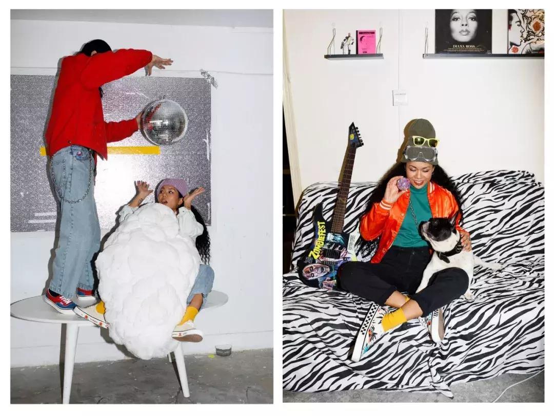 vans新款联名腰果花,vans黑白联名