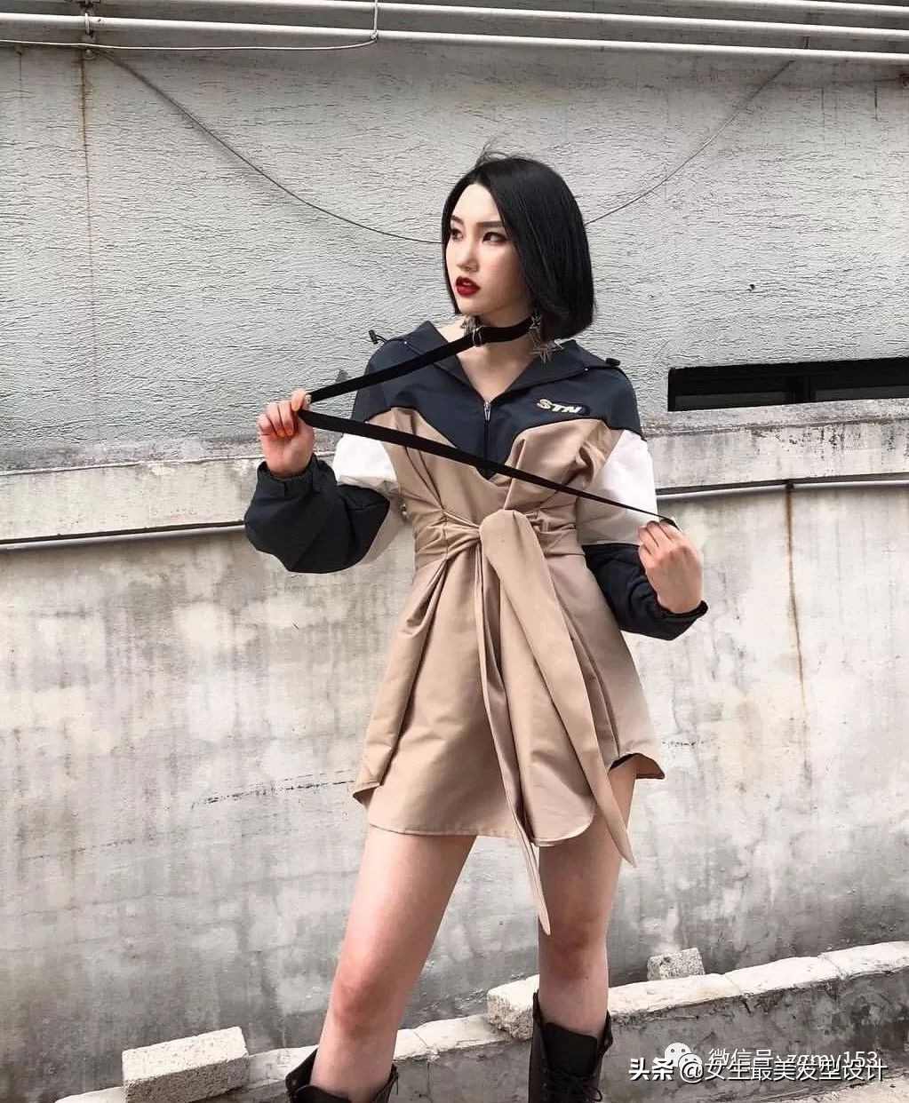 齐肩短发100种造型,冷茶色齐肩短发发型