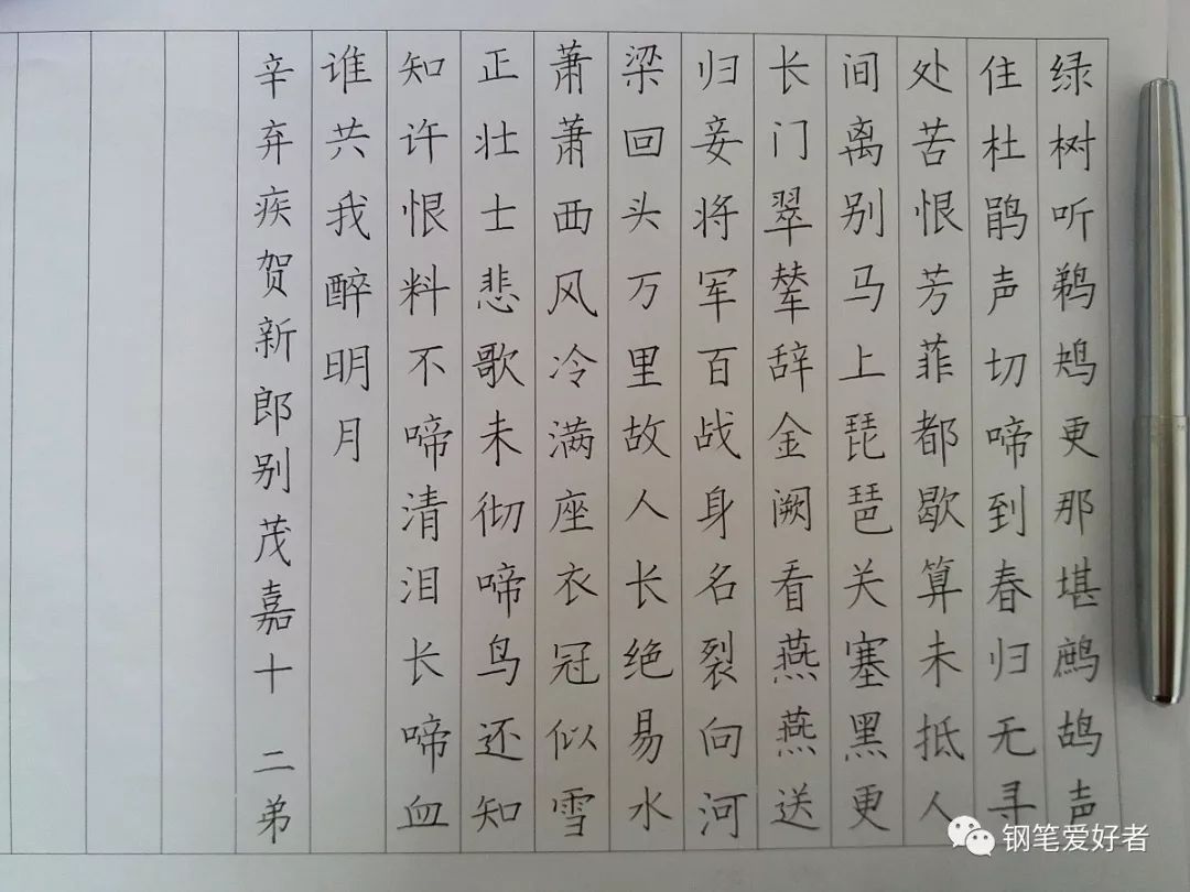 辛弃疾钢笔字作品欣赏,钢笔字帖辛弃疾破阵子