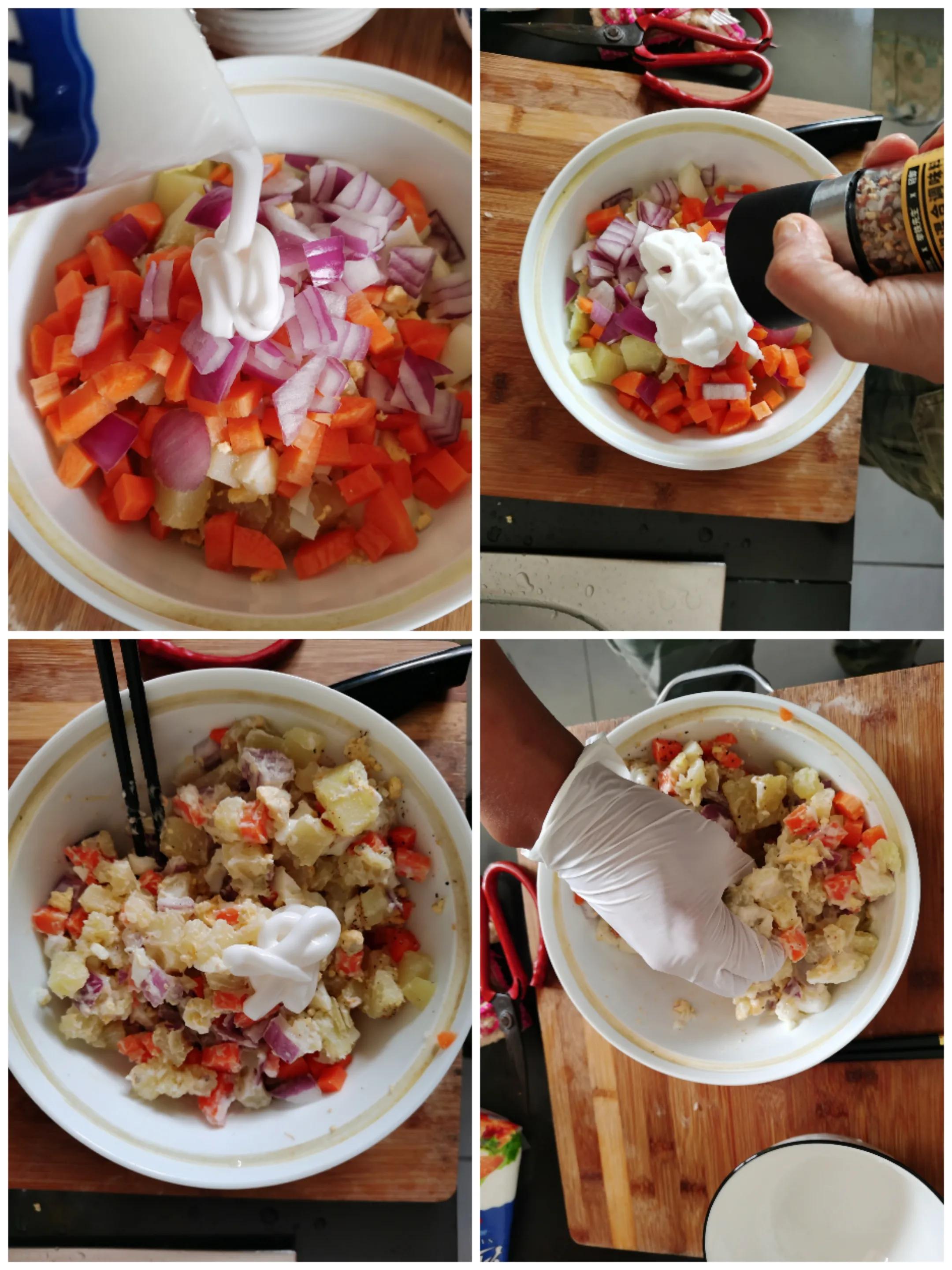 面包佐土豆沙拉教学,面包佐土豆沙拉步骤