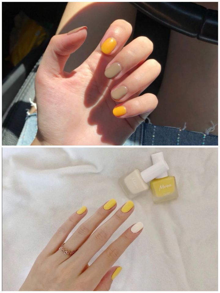 黄色美甲图片简称“黄片”