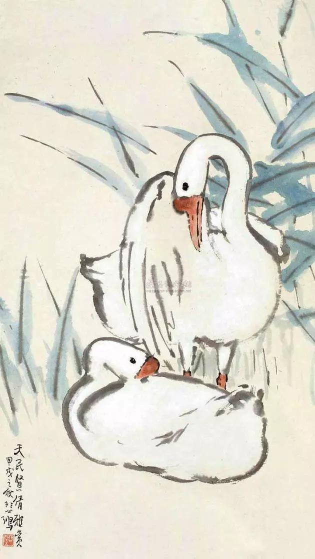 写意鹅国画图片,朱雪娥国画100幅