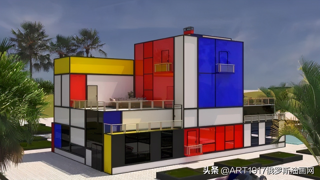 蒙德里安的红黄蓝格子作品名字,蒙德里安的红黄蓝构成解说