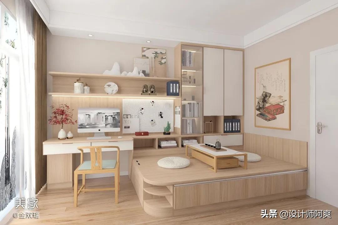 榻榻米设计卧室儿童小户型,阳台榻榻米书房效果图
