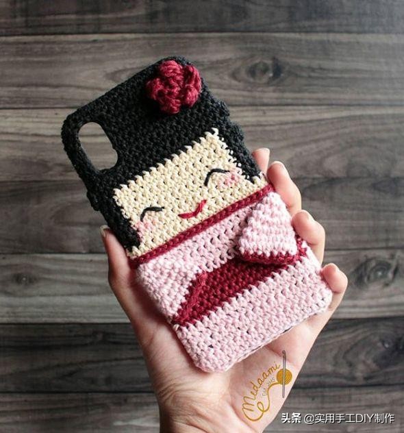 针织手机壳教程全部,萌萌的手机套编织