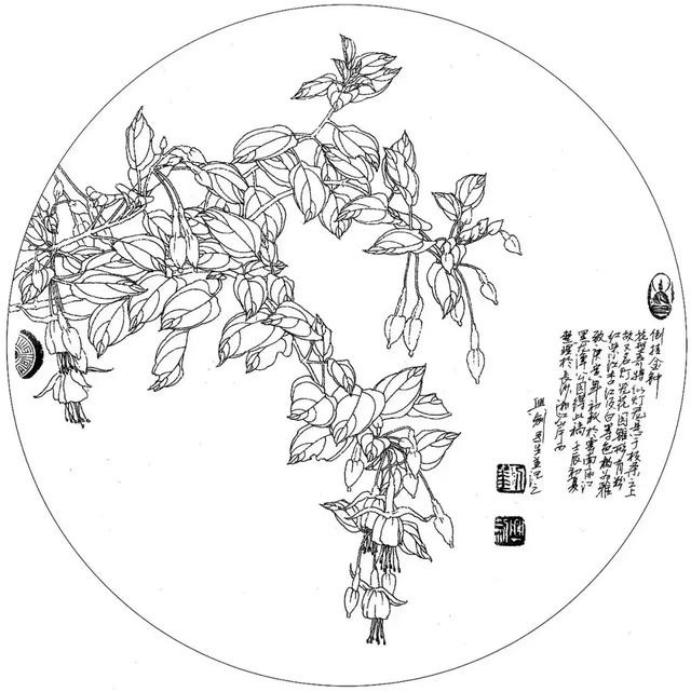 圆面白描作品古风,书法圆面白描作品集