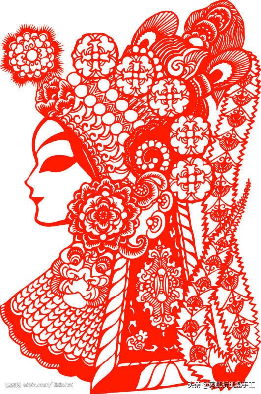 民俗剪纸戏曲脸谱剪纸图案欣赏,花旦脸谱简笔画简单又好看剪纸