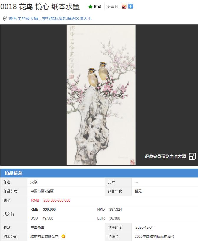 宋涤作品值钱吗,宋涤精品花鸟画