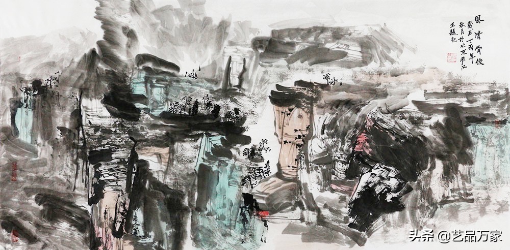 北方四尺竖幅的写意山水画作品,一幅优秀的山水画作品