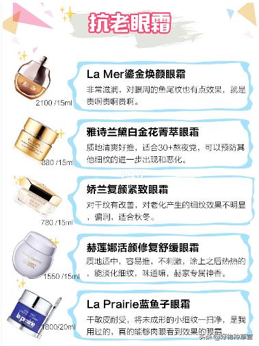 眼霜成分和功效大全,10款超火的眼霜测评