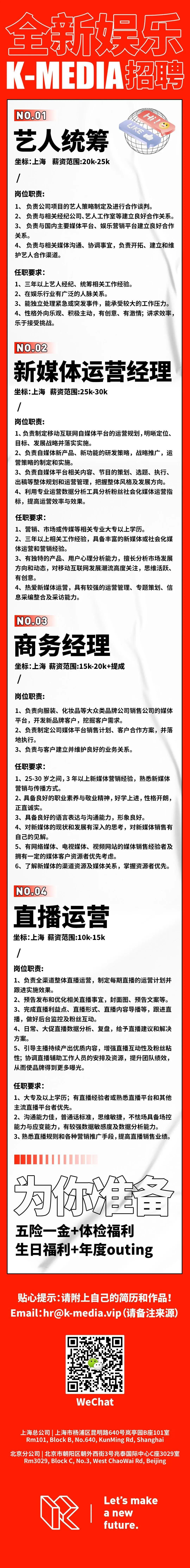 娱乐招聘|B站说唱新世代/K-MEDIA全新娱乐/咪蒙回归MCN银色大地