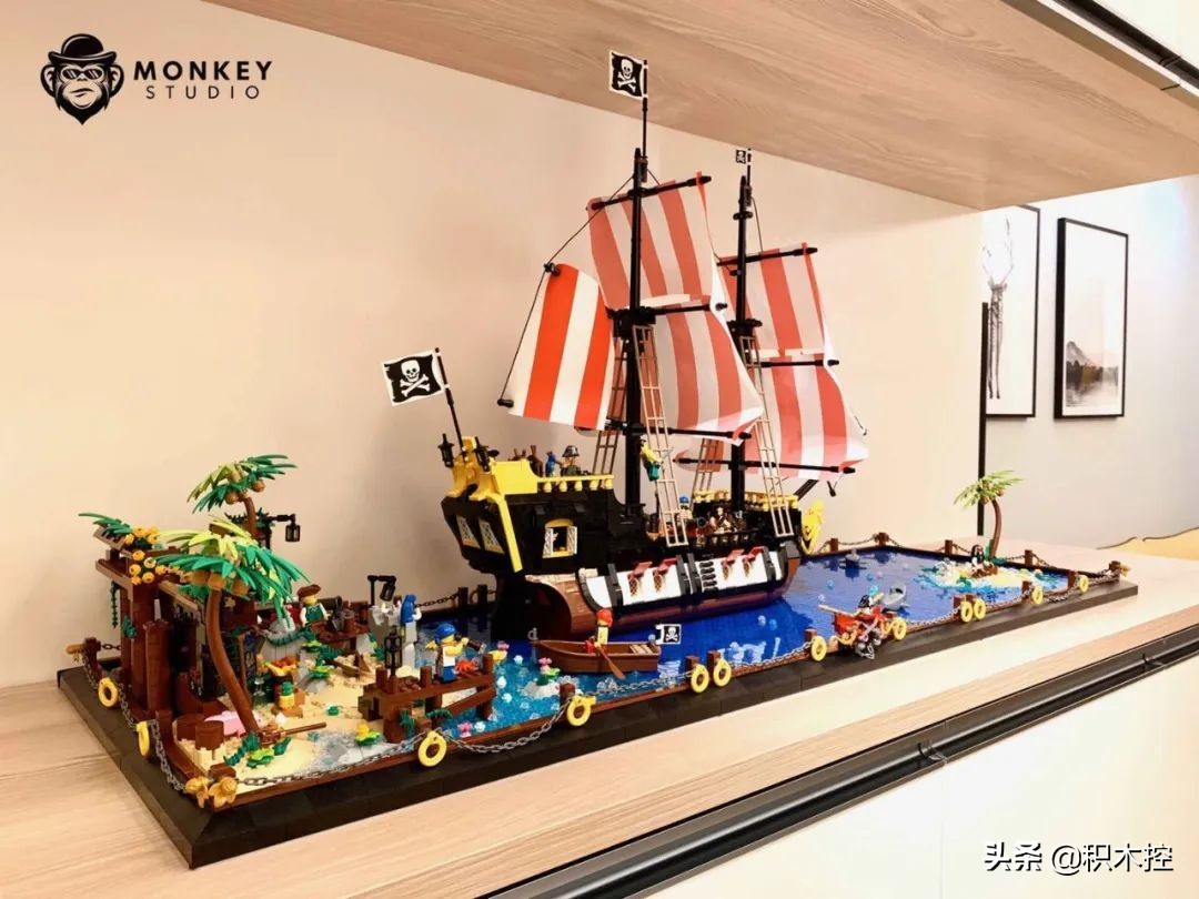 乐高海盗湾搭建过程,用积木怎么搭建海盗船