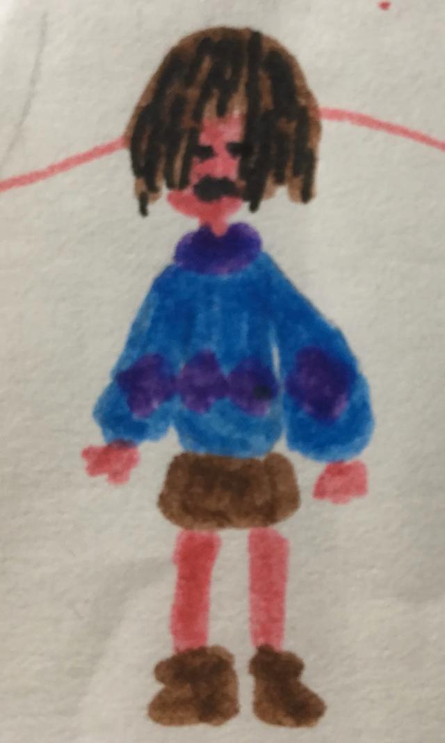 （作者手绘）各AU的Frisk，猜猜是哪些AU的（可能有些画的不好）