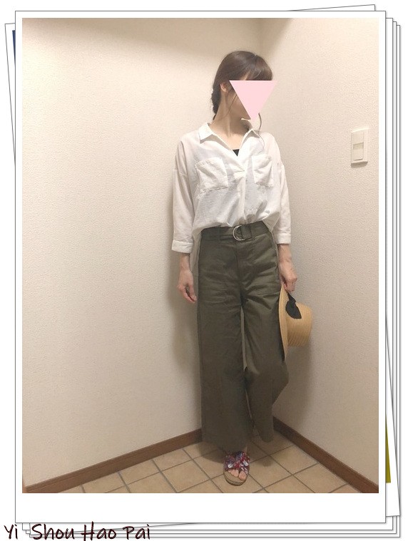 夏天绿色短袖阔腿裤套装配的凉鞋,黑色阔腿裤配绿色碎花上衣好看吗