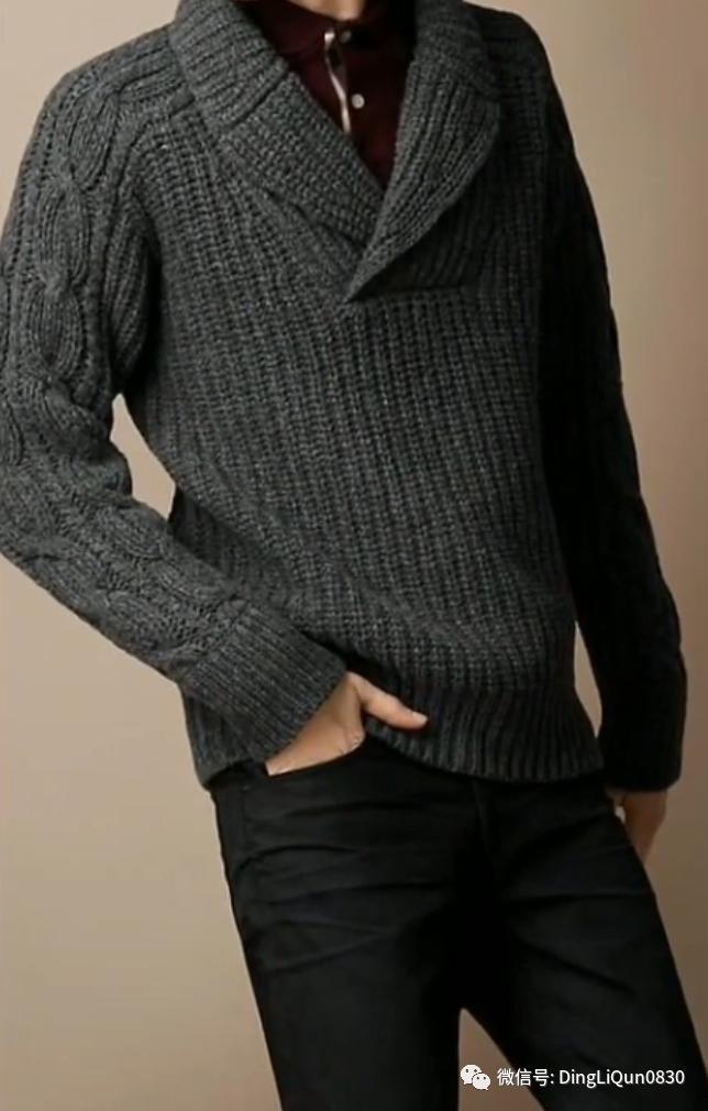 男士针织衫开衫秋冬款手工编织款,手工针织衫男款花样