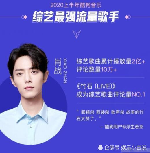 肖战《余年》登十大金曲！《竹石》登2020综艺歌曲年中盘点Top1