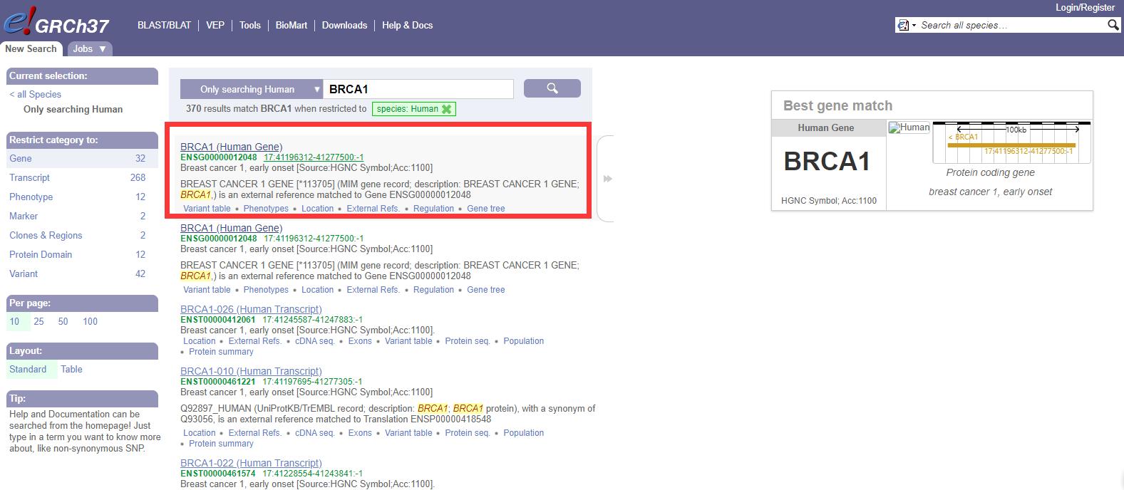 使用Ensembl数据库批量*载下**基因SNP位点信息