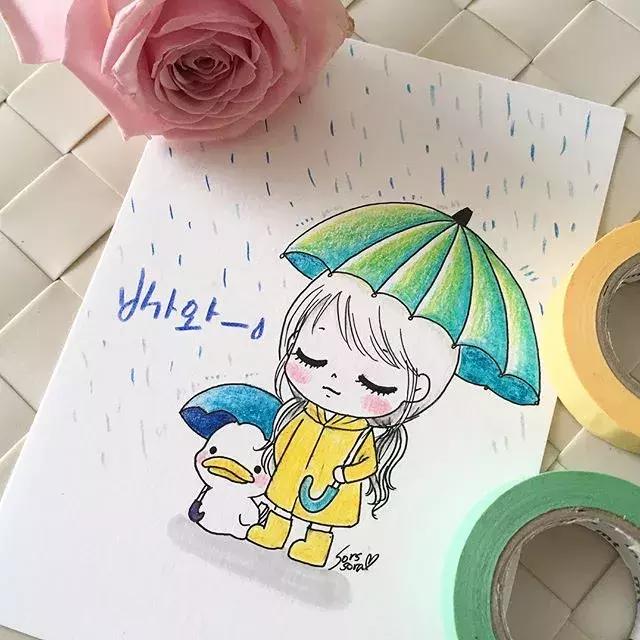 彩铅画古风人物简笔画,彩铅荷花简笔画几分钟就能学会