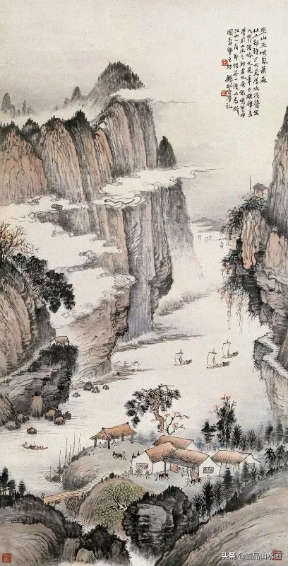 钱松嵒山水画之塞外风情,钱松岩山水画临摹视频