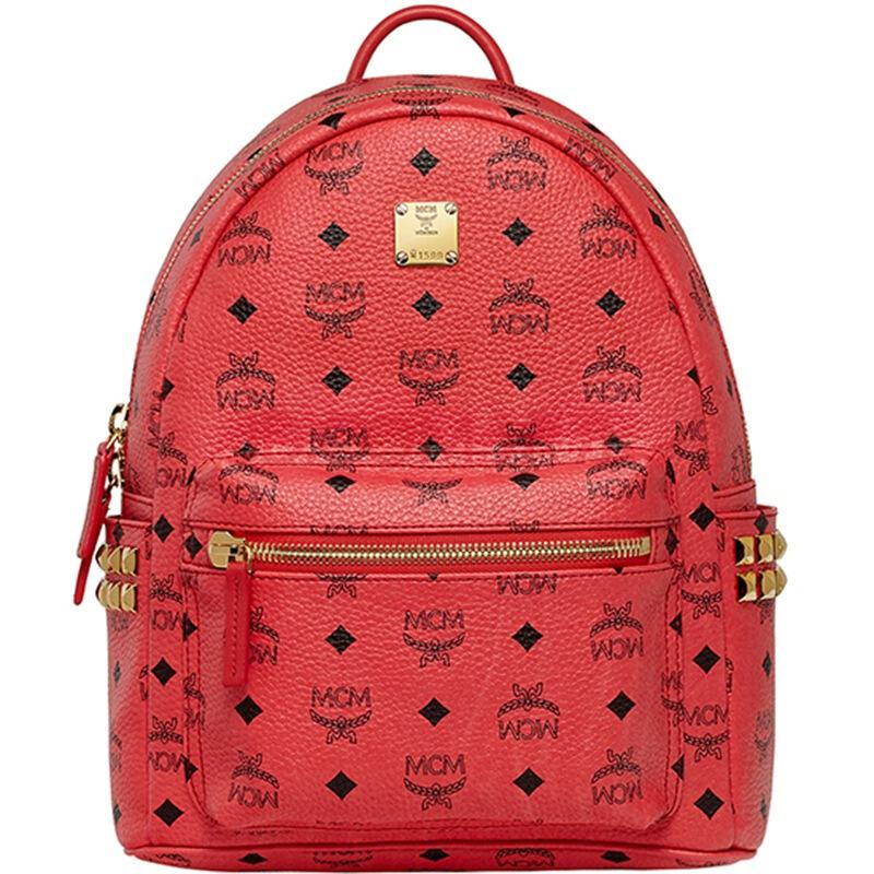 mcm铆钉双肩包所有款式粉色细节图,mcm双肩包的铆钉都是凸出的吗