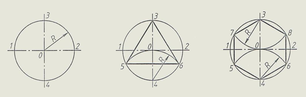 机械制图基本作图练习1,机械制图基础知识圆的画法