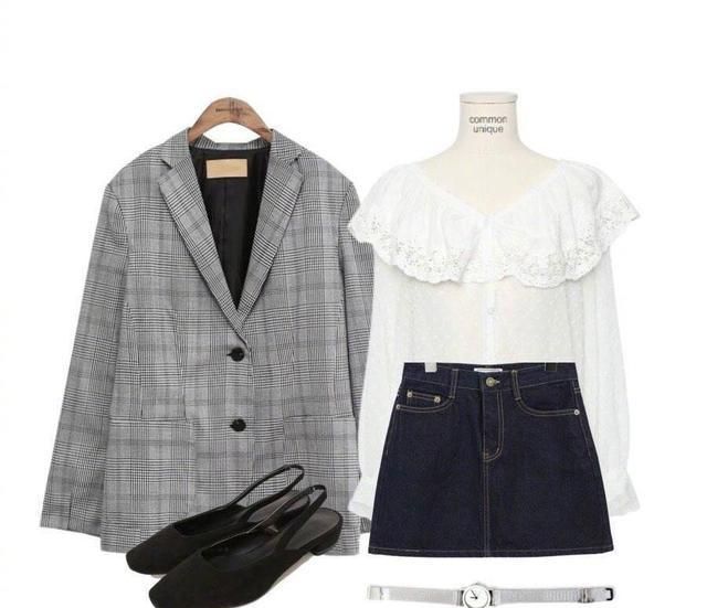 小格子西装xs,格子休闲小西装韩版穿搭