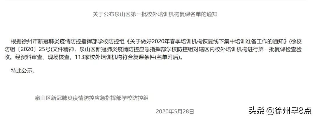徐州民办教育培训机构前十,113家校外培训机构明细