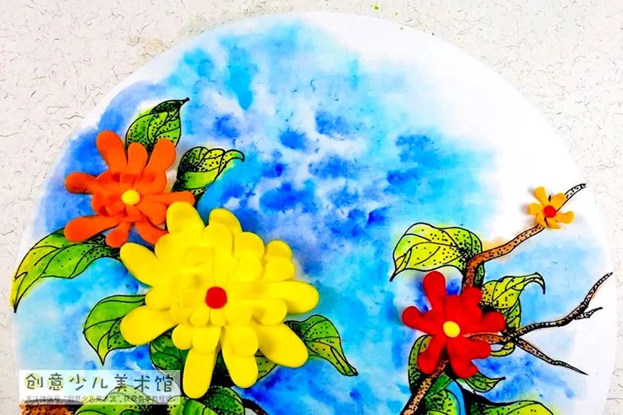 花儿朵朵黑白画四年级儿童画,儿童创意画春天花儿开