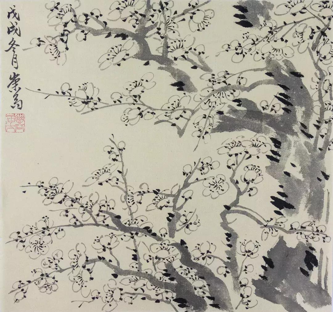 梅兰竹菊国画中的山石画法,梅兰竹菊国画写意教学视频