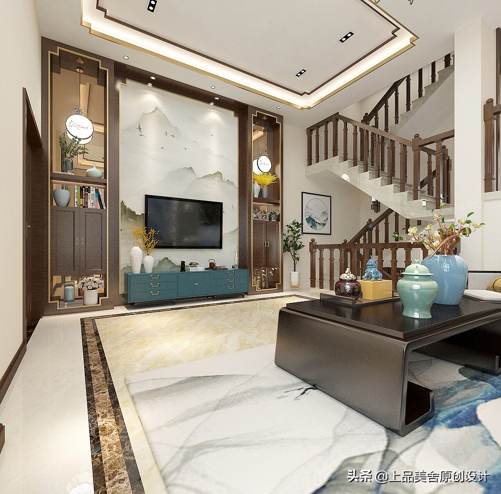 350平米别墅,看多了花里胡哨的风格,最后觉得还是中式最好看