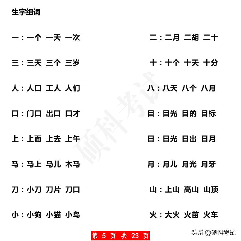 叠词短语一年级,一年级语文生字组词和反义词