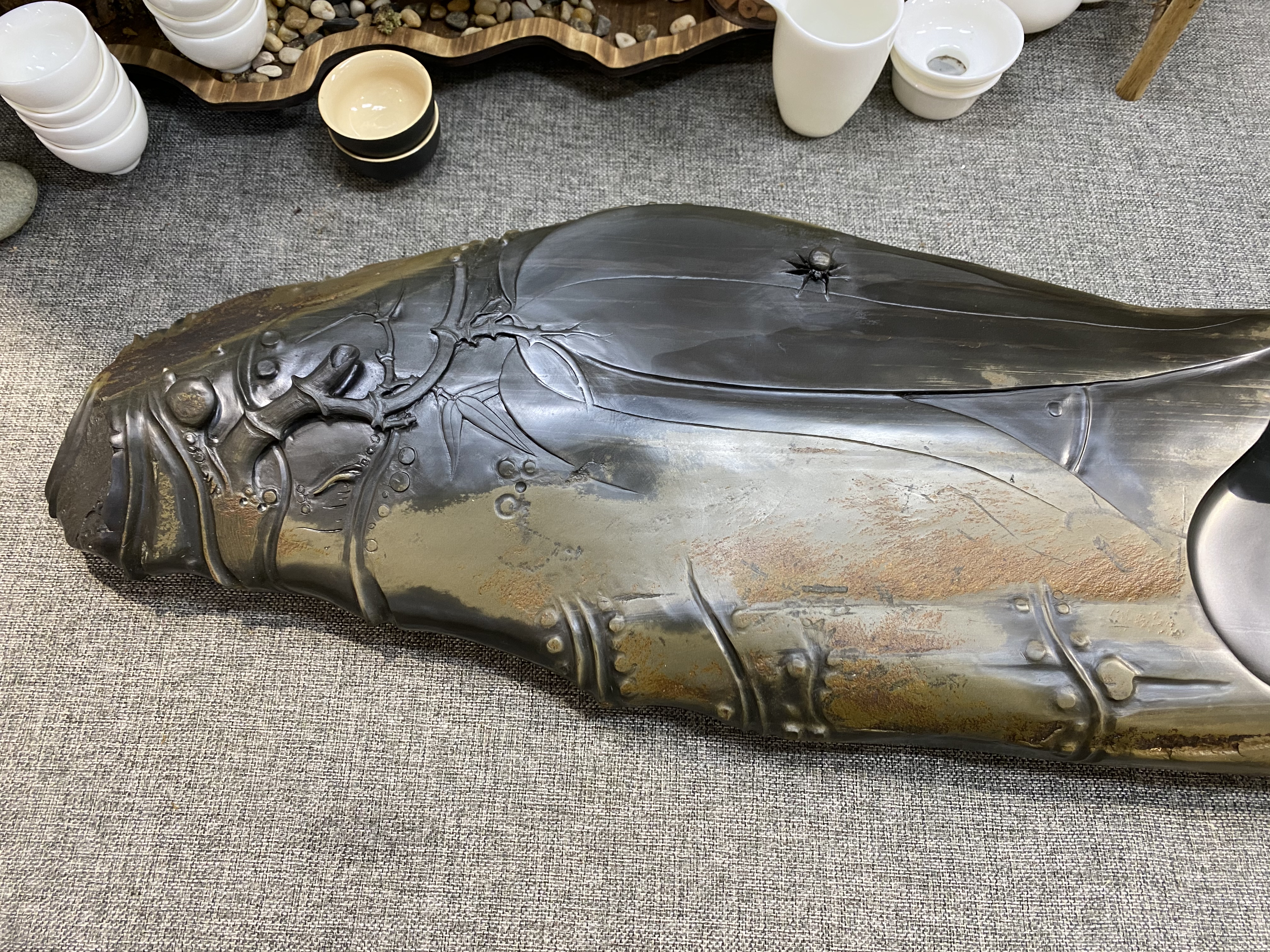 把石头雕刻成工艺品,小桥流水石茶盘雕刻全过程