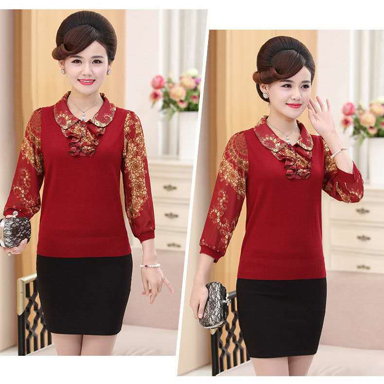 2020新款韩版小众设计感，中老年女装上衣，T恤长袖打底衫