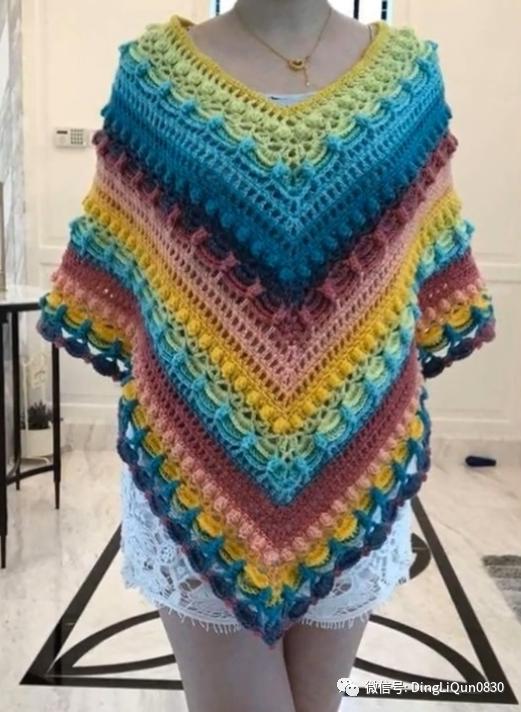 高档蕾丝钩花斗篷披肩防晒衣,针织披肩花样图片大全