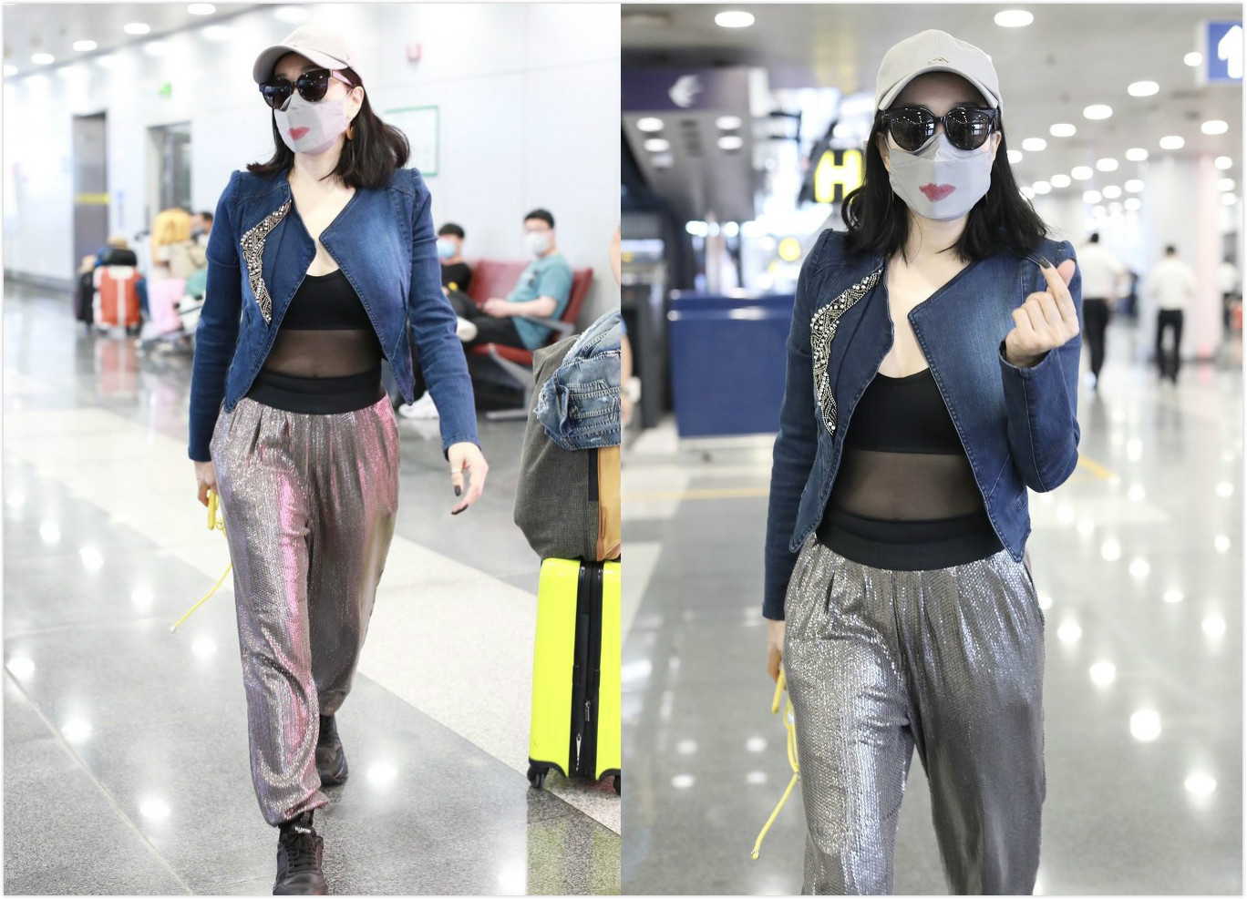 钟丽缇黑色哈伦裤,钟丽缇紧身衣穿搭