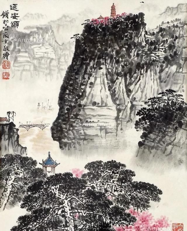 书画家钱松嵒作品价格,钱松喦早期山水画