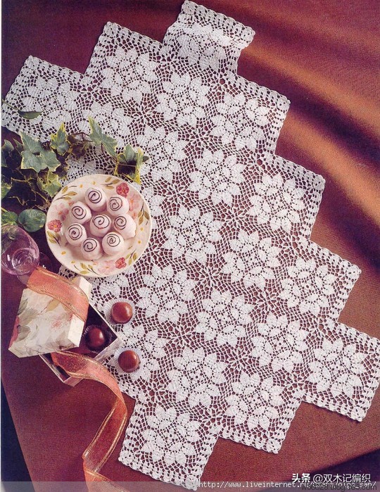 手工钩针毛线沙发巾桌布台布,精致唯美的细蕾丝钩针镂空花桌布