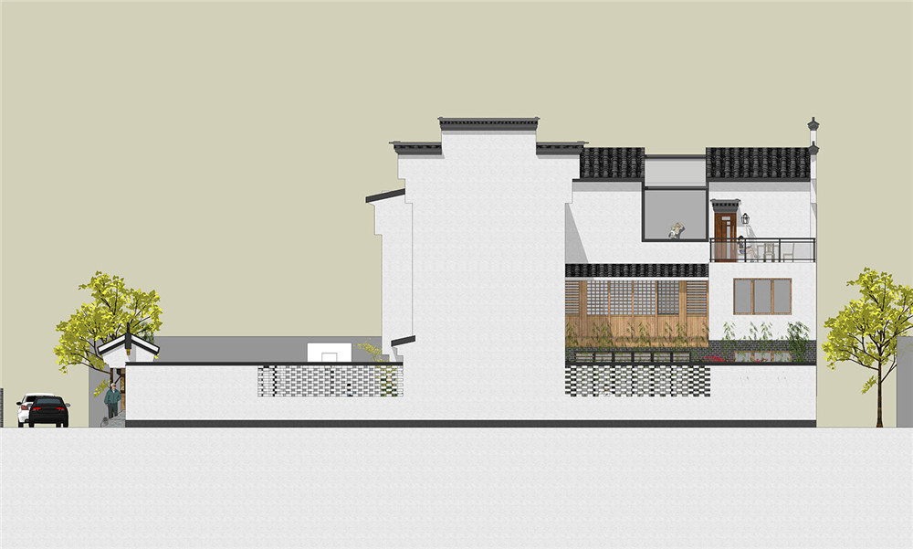 徽派中式自建独栋庭院小别墅,自建徽派中式小别墅100平米