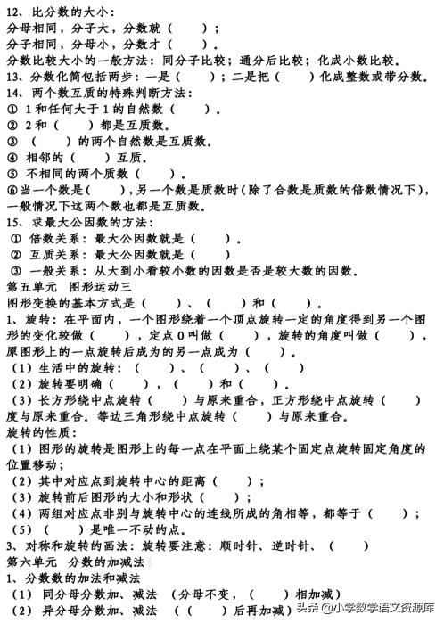 人教版小学六下复习数学知识点,六下数学人教版重点难点题讲解