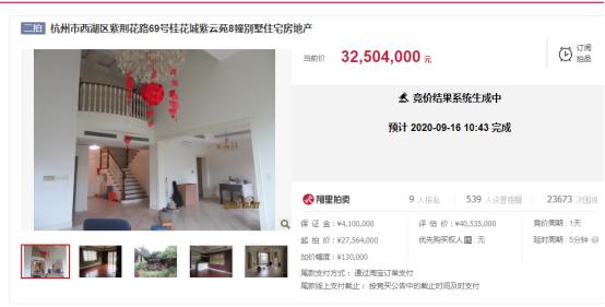 3250万成交，比上回低273万！遭悔拍的桂花城别墅被买走了