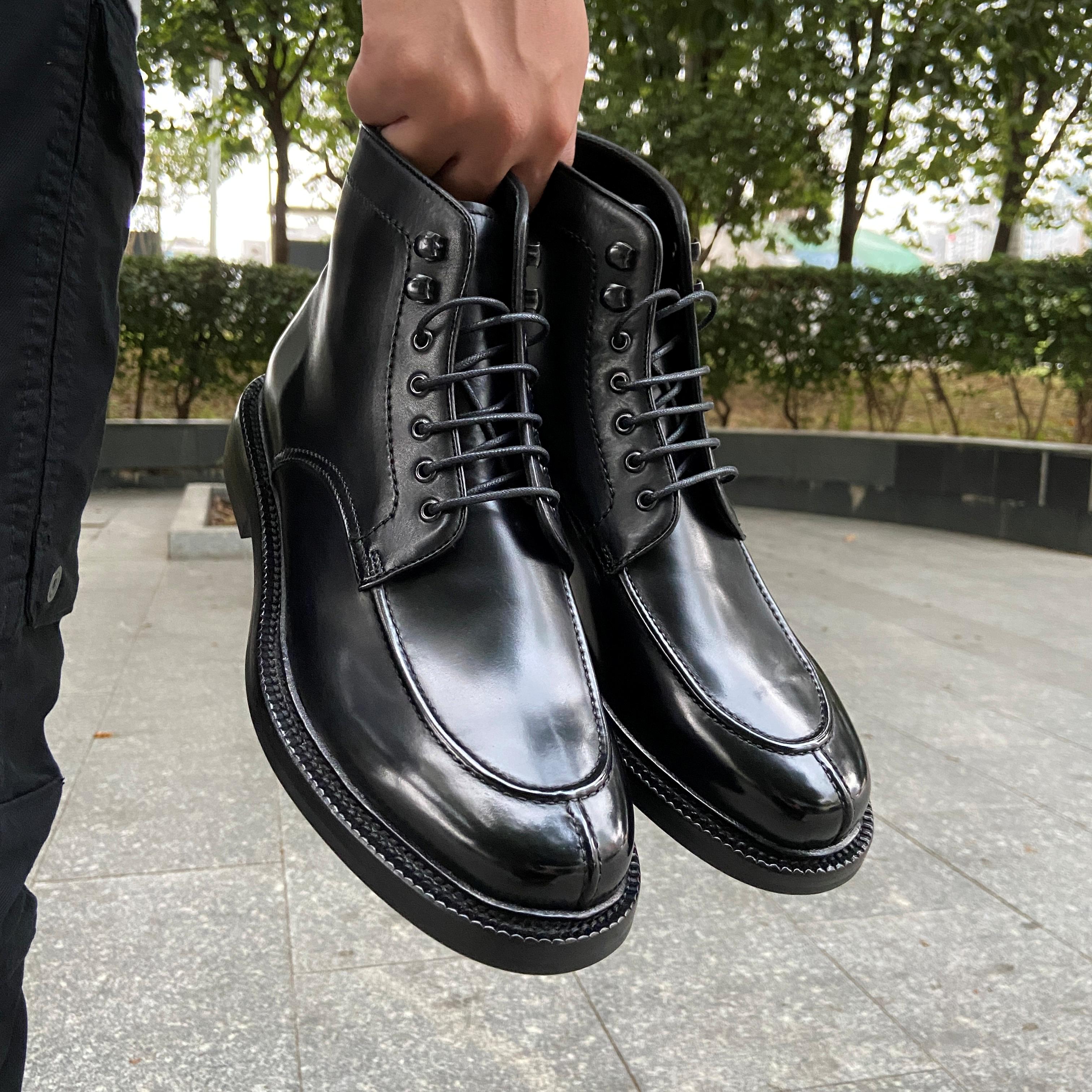 传统皮鞋制作过程,水洗手工皮鞋